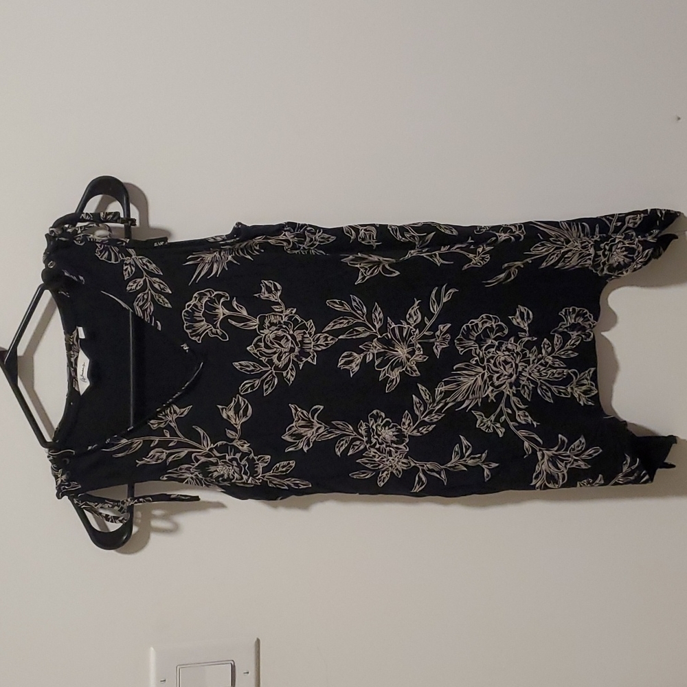 Black Floral Print Tank Top